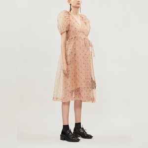 Baum Und Pferdgarten Women’s Adelaide Puff-Sleeve Midi Wrap Dress in Tan